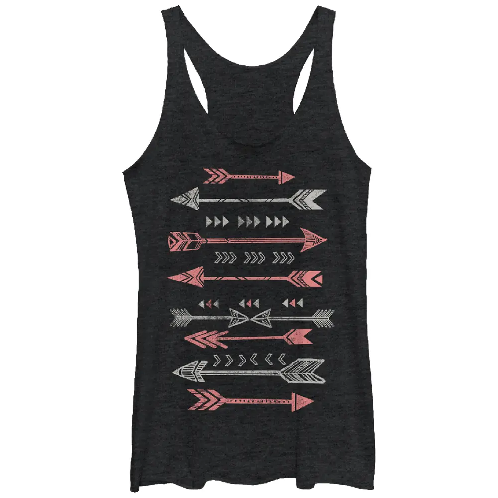 Women's Lost Gods Distressed Pink and White Arrows Racerback Tank Top
