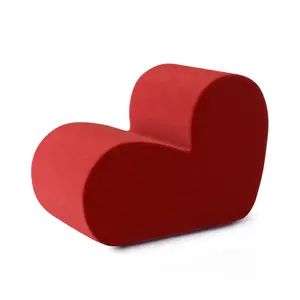 Daneey Single Sofa Chair, Heart Shaped Velvet Living Room Chair Floor Lazy Chair Comfy Reading Sofa, Red