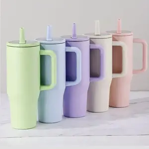 40oz Large Capacity Insulated Tumbler, 1 Count Foldable Straw Cup, Portable Water Bottle for Home Office Outdoor Camping