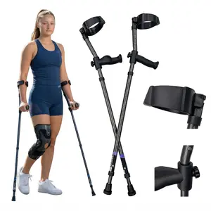 In-Motion Pro Forearm Crutches - Spring-Assist, Ergonomic Handle, Closed Cuff, Lightweight, Foldable