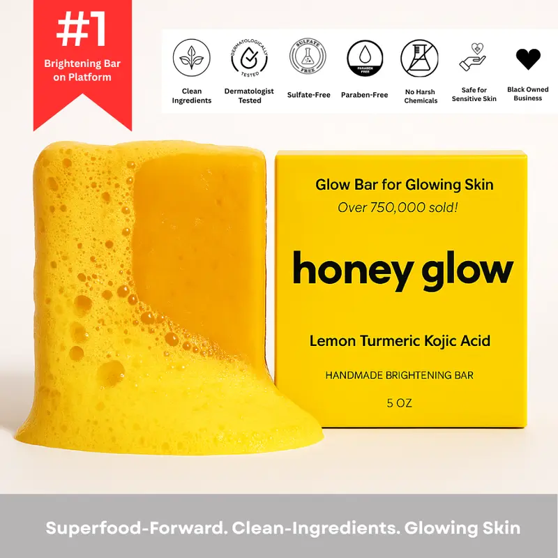 Honey Glow Lemon Turmeric & Kojic Acid Brightening Soap, Dark Spot Remover