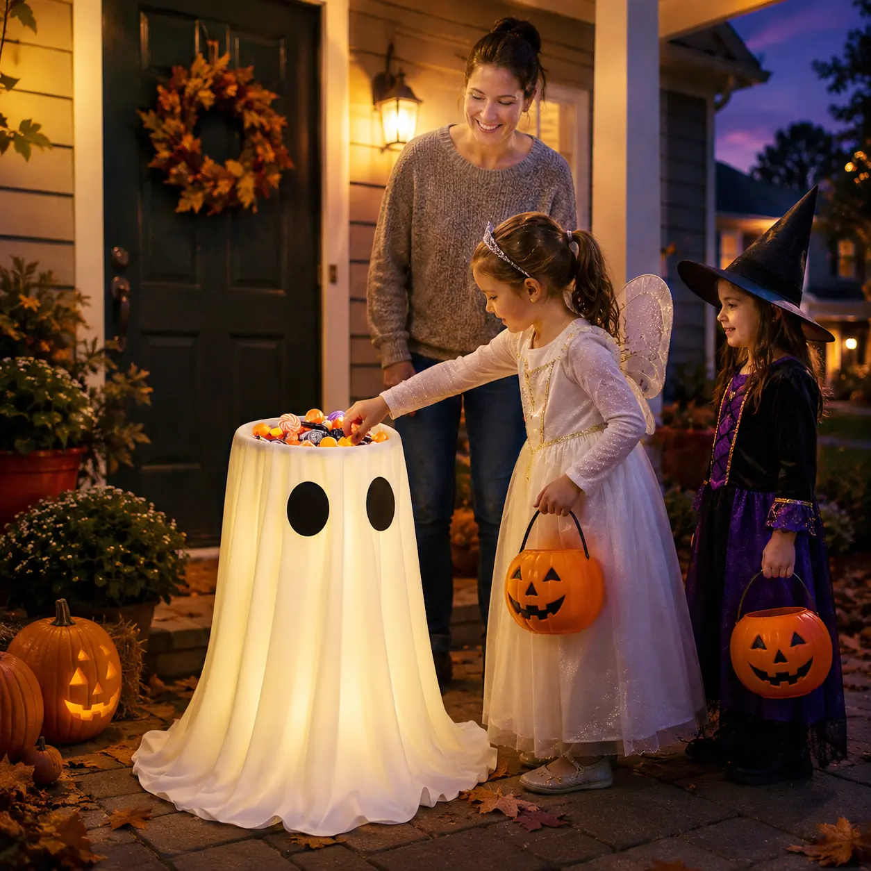 Indoor outdoor Halloween ghost candy holder