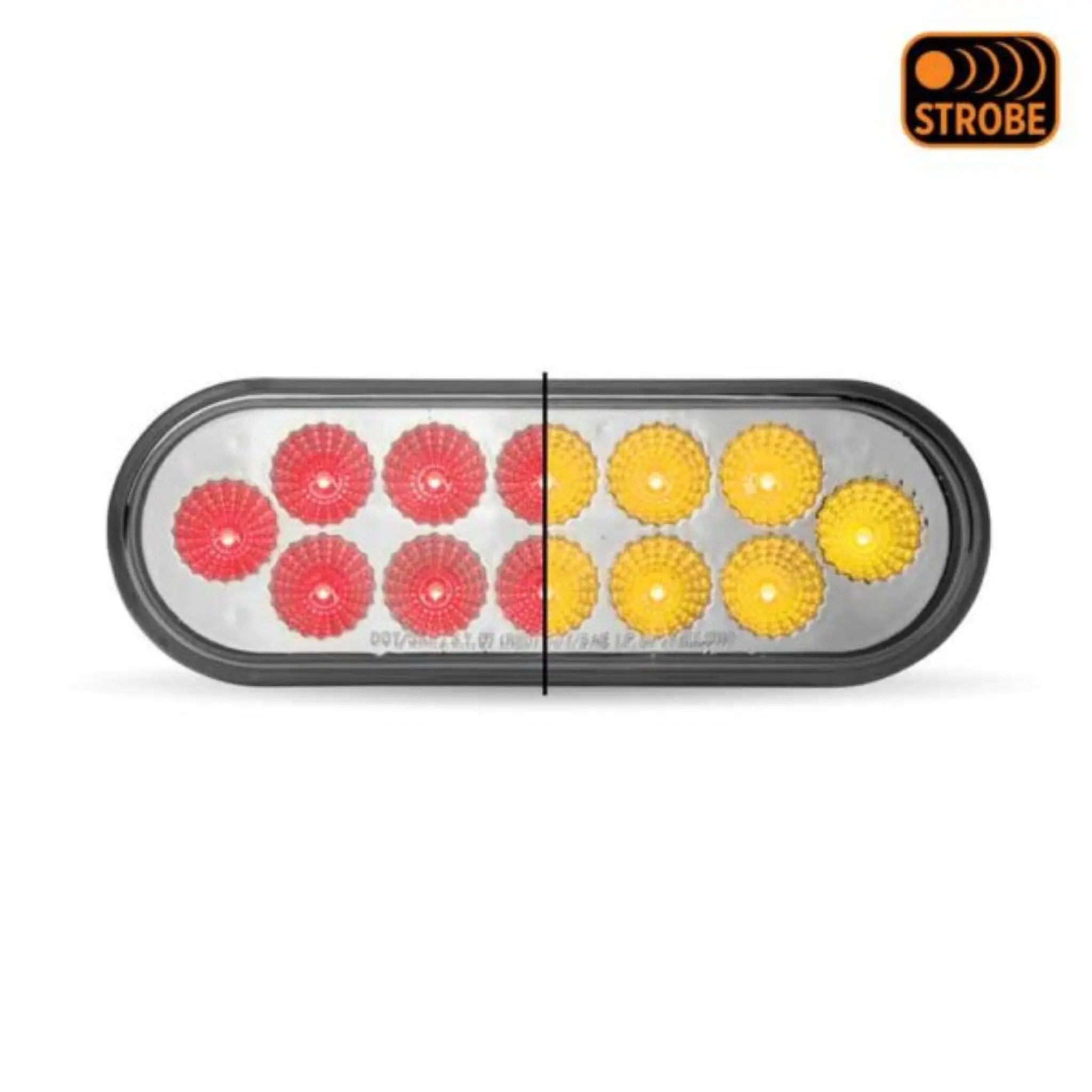 Trux Accessories 6-Inch Red Stop Turn Tail to Amber Strobe Oval LED Automotive Light - with Strobe Light Module, LED Beacon