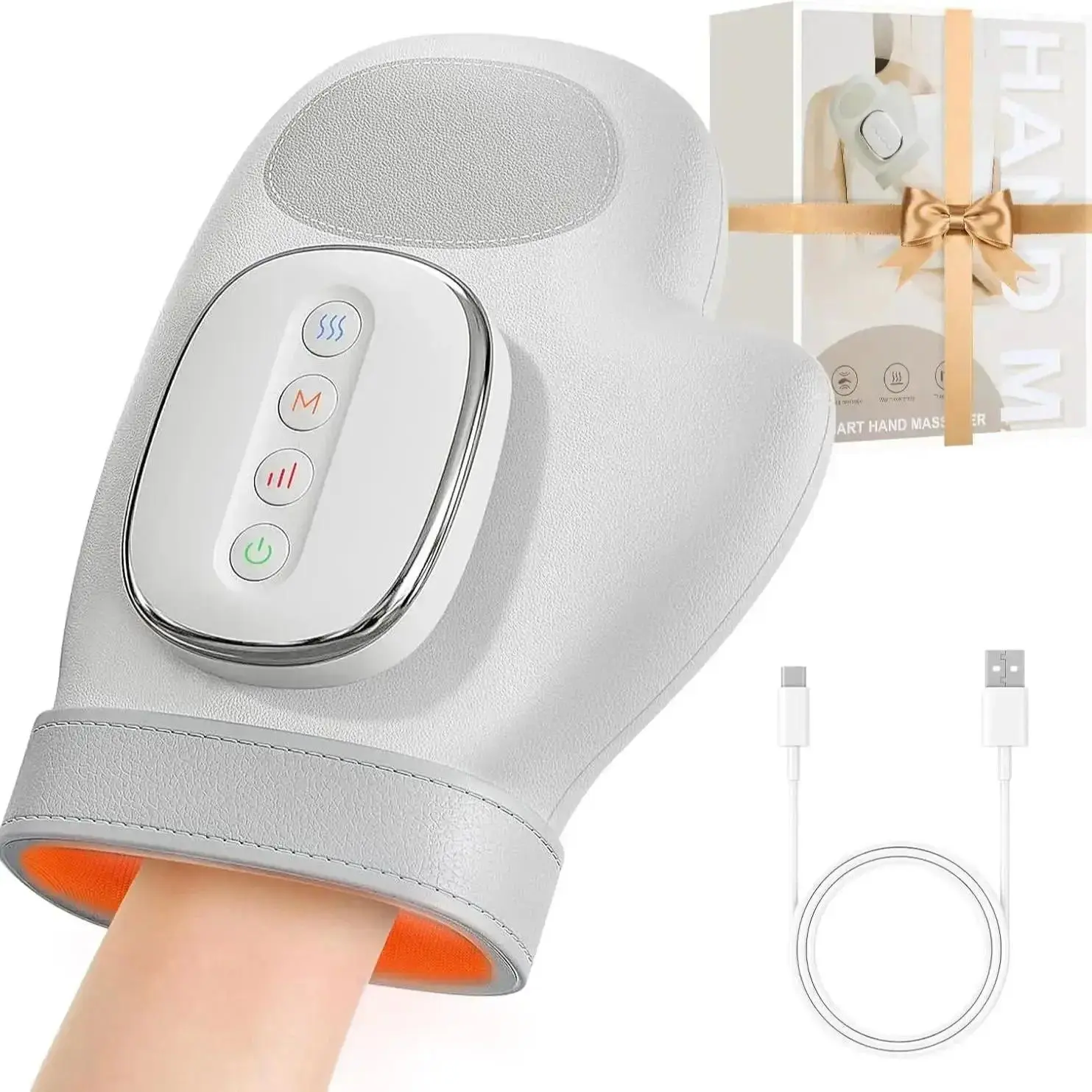 Electric Hand Massager with Heat, Airbag Compression, Carpal Tunnel Relief, Wrist & Finger Kneading, Vibration Gloves – Ideal Gift for Mother's Day, Mothers Day Gift