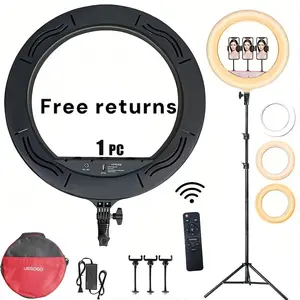 18 inch LED Ring Light Touch Screen with Tripod Stand Dimmable Makeup Selfie Ring Light for Studio Portrait YouTube Vlog Video Shooting with Carrying Bag and Remote Controller, CRI>90#FathersDay#SummerVibes