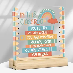 Inspirational Acrylic Plaque, Back-to-School Desk Decor, Acrylic Desktop Decoration, Motivational Sign for Teachers, Office & Home Decoration, Teacher Appreciation Gift