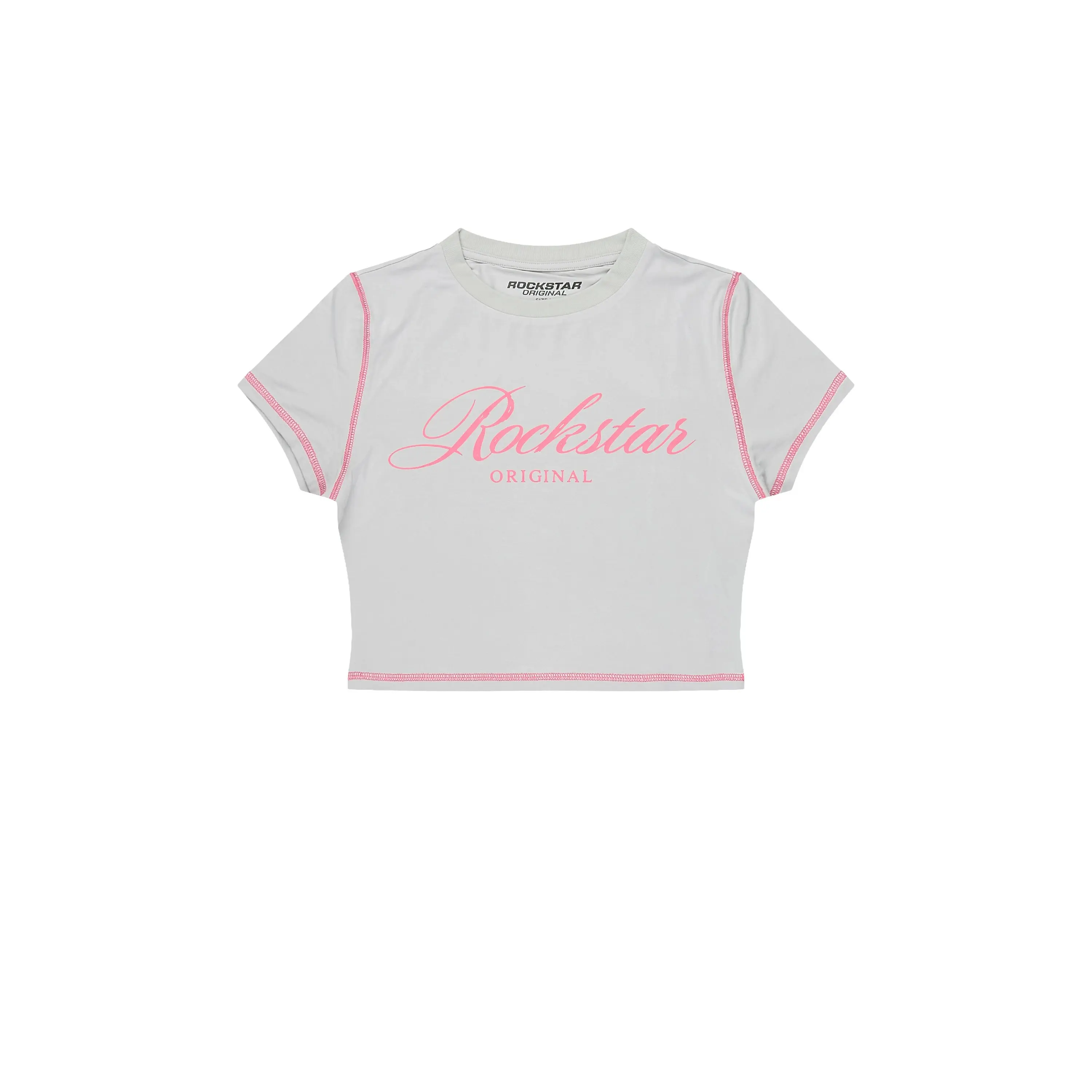 Sharae Grey/Pink Baby Tee Shirt