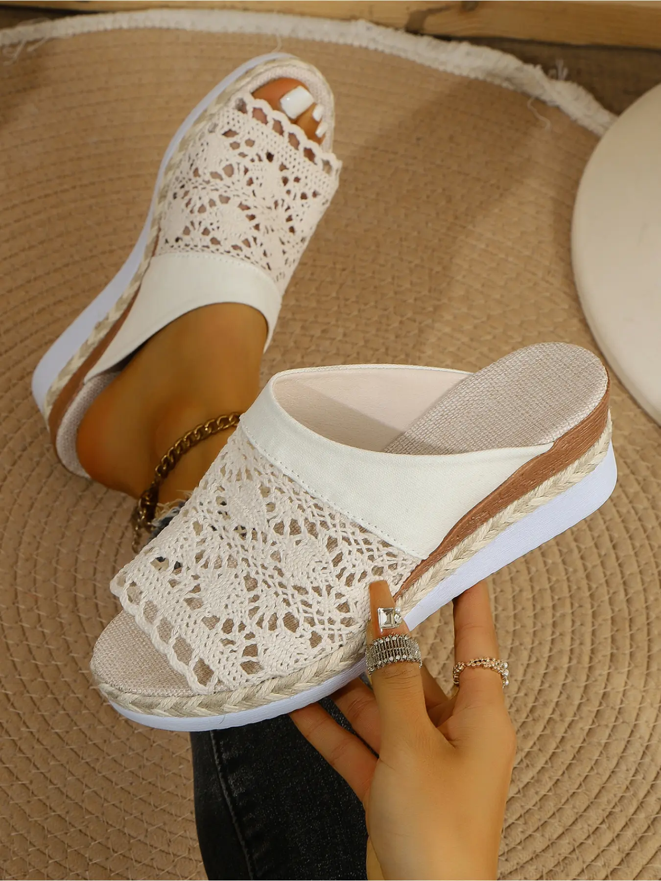Women's Summer Fashion Wedge Platform Boho Casual Sandals Bohemian Style Height Increasing Slides 2026 New Outdoor Commuting Beach Shoes Flatform