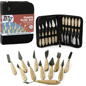 12 Pack Painting Knife Set with Carrying Case - Stainless Steel Art Paint Knives