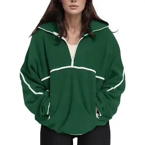 Yimoon Womens Quarter Zip Fleece Pullover Oversized Half Zip Sweatershirt with Pockets