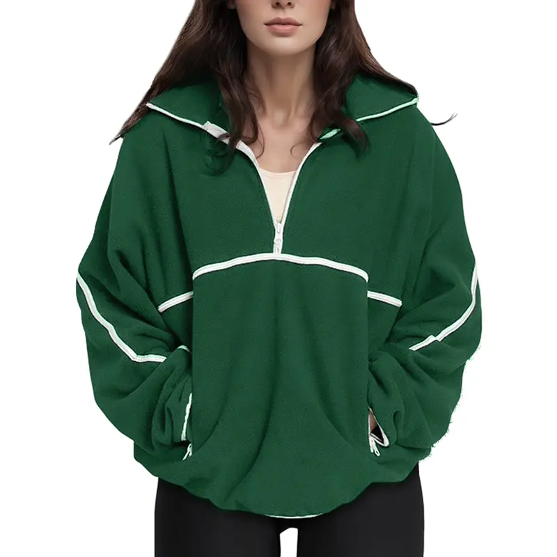 Yimoon Womens Quarter Zip Fleece Pullover Oversized Half Zip Sweatershirt with Pockets