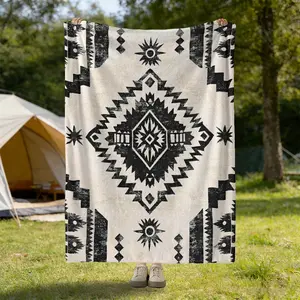 Boho Pattern Blanket, Lightweight Warm Flannel, Soft Breathable, Car Travel Bedroom Cover, Holiday Gift, Pet Pad, Multi-Use Rug
