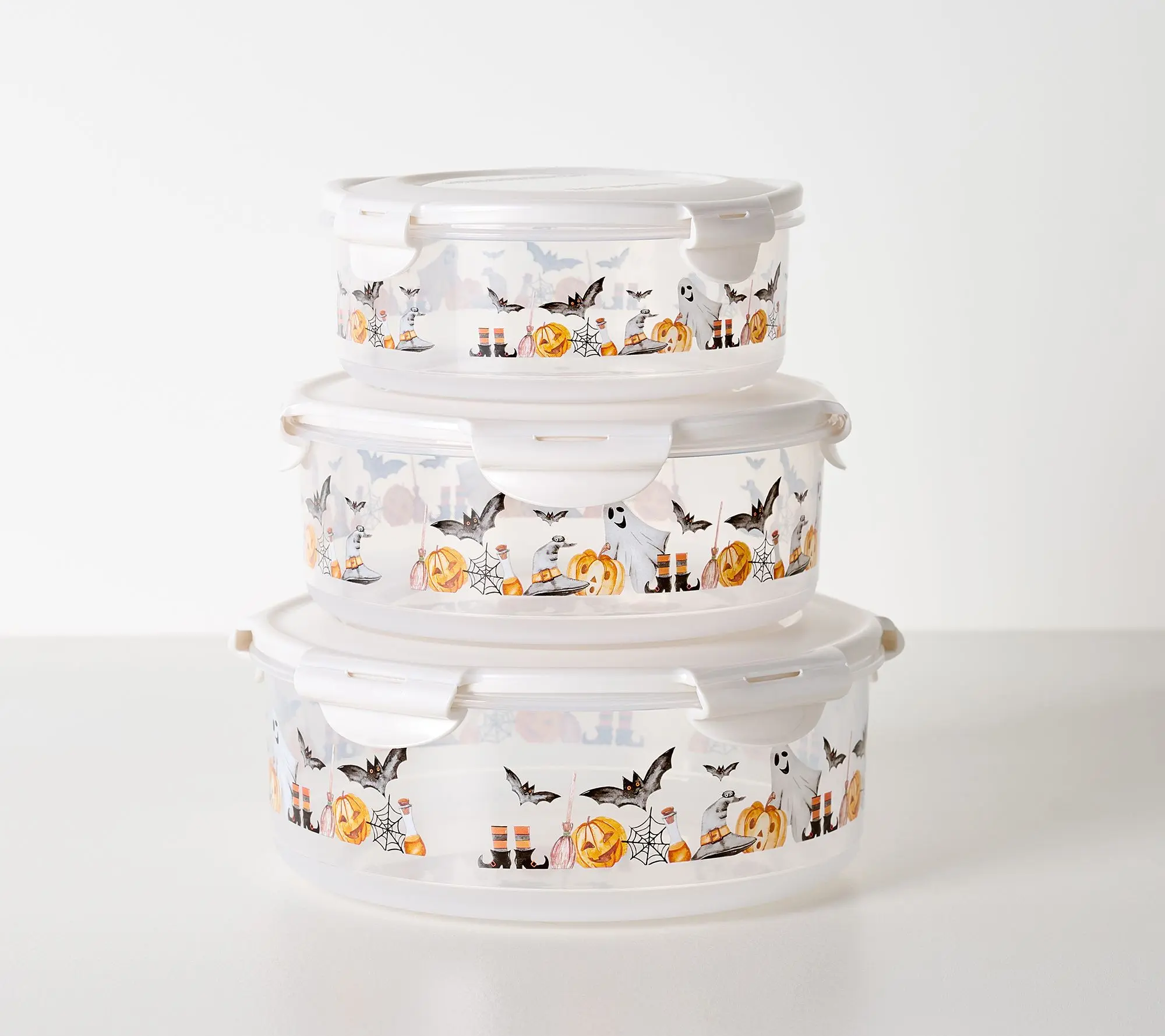 LocknLock 3Pc Nestable Printed Halloween Canisters LocknLock 3Pc Nestable Printed Halloween Canisters