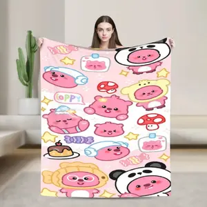 Loopy Cartoon Blanket Pororos Flannel Novelty Warm Throw Blanket for Home Spring Autumn--Warm Haven Textiles