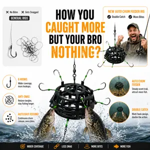 6 Hook Fishing Rig with Bait Cage, Anti-Snag Bottom Feeder Rig for Carp & Freshwater Fishing Easy Catching Big Fish