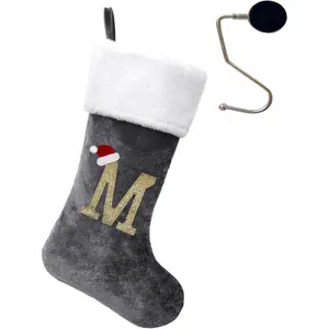 20 Inches Monogrammed Christmas Stockings with Letters,Super Soft Christmas Stockings Large Monogram Stockings Red Letter Stockings for Christmas Holiday Xmas Gift-