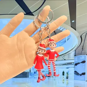 Cute Elf Keychain - Chubby Face & Red Hat with Black, Interchangeable Leg Pose, Compatible with One Direction, Christmas Bag/Car Keys/Tree Ornament - Durable or Holiday Gift for s & s ( Party Favors, Everyday Use) - Festive Elf Character Accessory