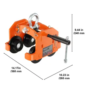 VEVOR Manual Trolley, 4400 lbs/2 Ton Load Capacity, Push Beam Trolley with Dual Wheels, Adjustable for I-Beam Flange Width 2.8" to 6.7", Heavy Duty Alloy Steel Garage Hoist for Straight Curved I Beam