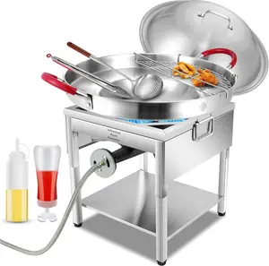 ARC 200,000 BTU Single Burner Stove with 20" 7Pcs Comal Discada Set，Outdoor Cooking Combo，Large Stainless Steel Griddle Pan for Frying Boiling Camping,Domed Lid, Cooking Rack, Tongs