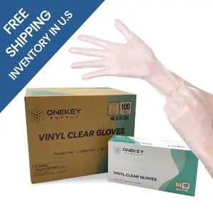 1000pcs Clear Vinyl Disposable Gloves 4mil Latex-free & Food-safe Cleaning - Wholesale - Synthetic, Box