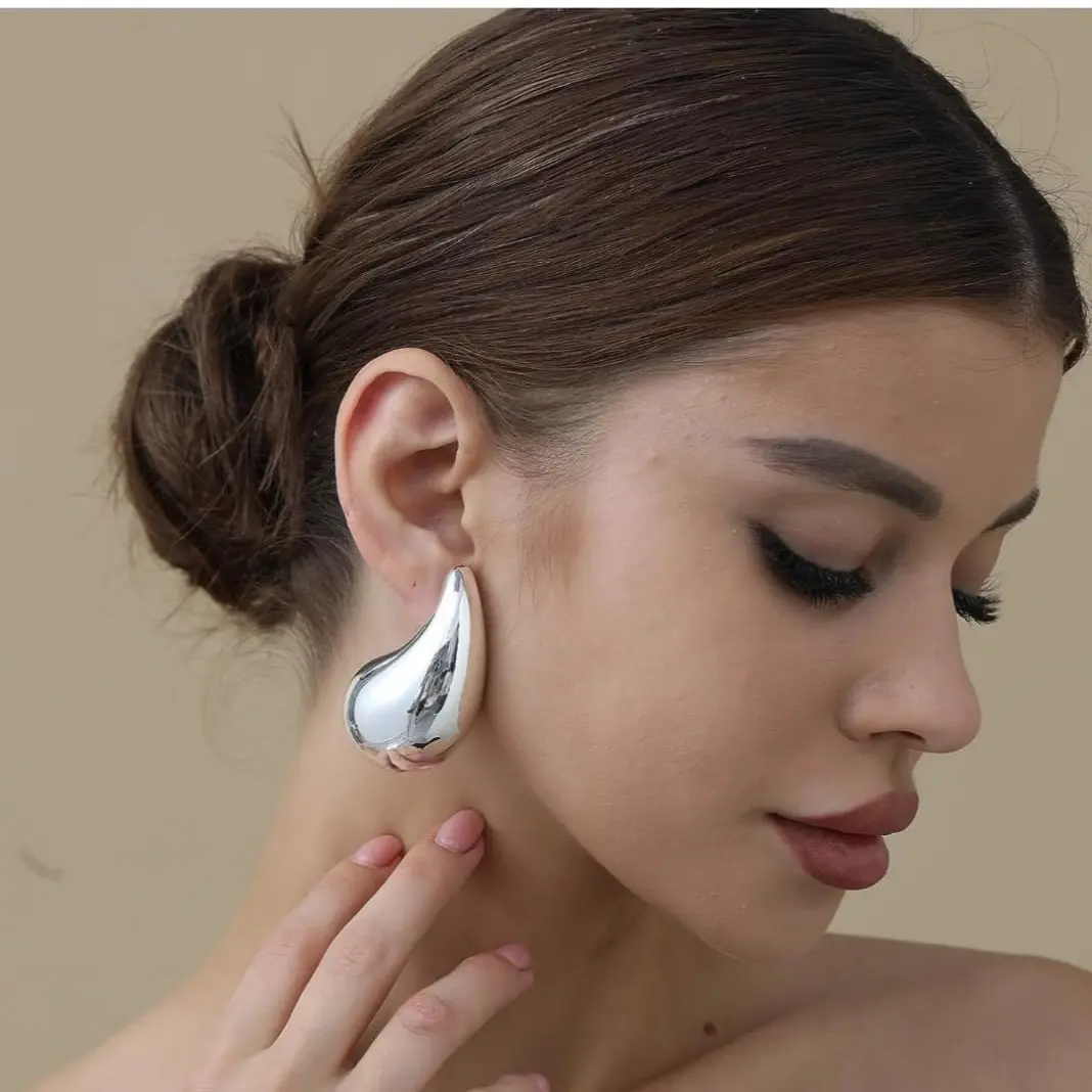 Large silver and gold Botega style earrings set Elegant