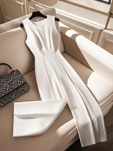 Women's Solid Color Jumpsuit, Casual Fashionable Jumpsuit for Daily Wear, Ladies Clothes for Summer