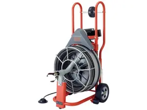 Ridgid 632-83557 5-8 Inch Cage Style Drum Machine- 5-8 Inch X 100 Inch Iw Solid Core Cable- 2 Inch 3 Inch 4 Inch Inchc Inch Cutters- P-Trap Cutter- Spade Blade- Tool Box- Gloves