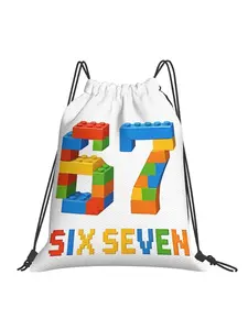 1 piece Building Block Sixty Seven Colourful Creative Master toy bricks Drawstring Bags Travel Pouch Print Backpack Boy Girls School Shoe Bag