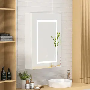 Lighted Led Medicine Cabinet with Mirror, Mirrored 20x28 Wall Mounted, Memory 3-Color Mode, Dimmer,Surface Mount Decor Hanging modern storage wood countertop Bathroom Vanity Makeup