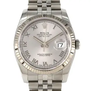 Pre-owned ROLEX Stainless Small Leather Goods Datejust Steel White Gold Automatic