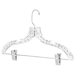 Clothes Hangers with Clips Plastic Set of 25 Pack Heavy Duty Hangers Dresses, T-Shirts Shirt Suit Hangers for Closet Organization Crystal Clear Hanger Pants Skirt Hanger Women and Men