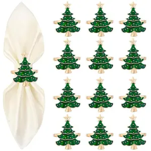 Christmas Napkin Rings Xmas Tree Ornaments 2025 Home Kitchen Dinner Table Decoration New Year Party Supplies Festive Table Accessories