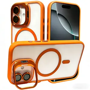 MagSafe Compatible iPhone Case with Stand & Lens Protector, Shockproof Clear Magnetic Phone Cover for iPhone 12 13 14 15 16 17 Pro Max Plus, Drop Proof Protective Case for Men Women Perfect Gift for Her/Him