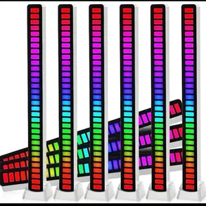8 Pcs Rechargeable Music Rhythm Light, Colorful Sound Control Light RGB Light Bar Sound Activated LED Lights Rhythm Recognition Light with 20 Scene Modes and 9 Music Modes for Movie PC TV Car (White)