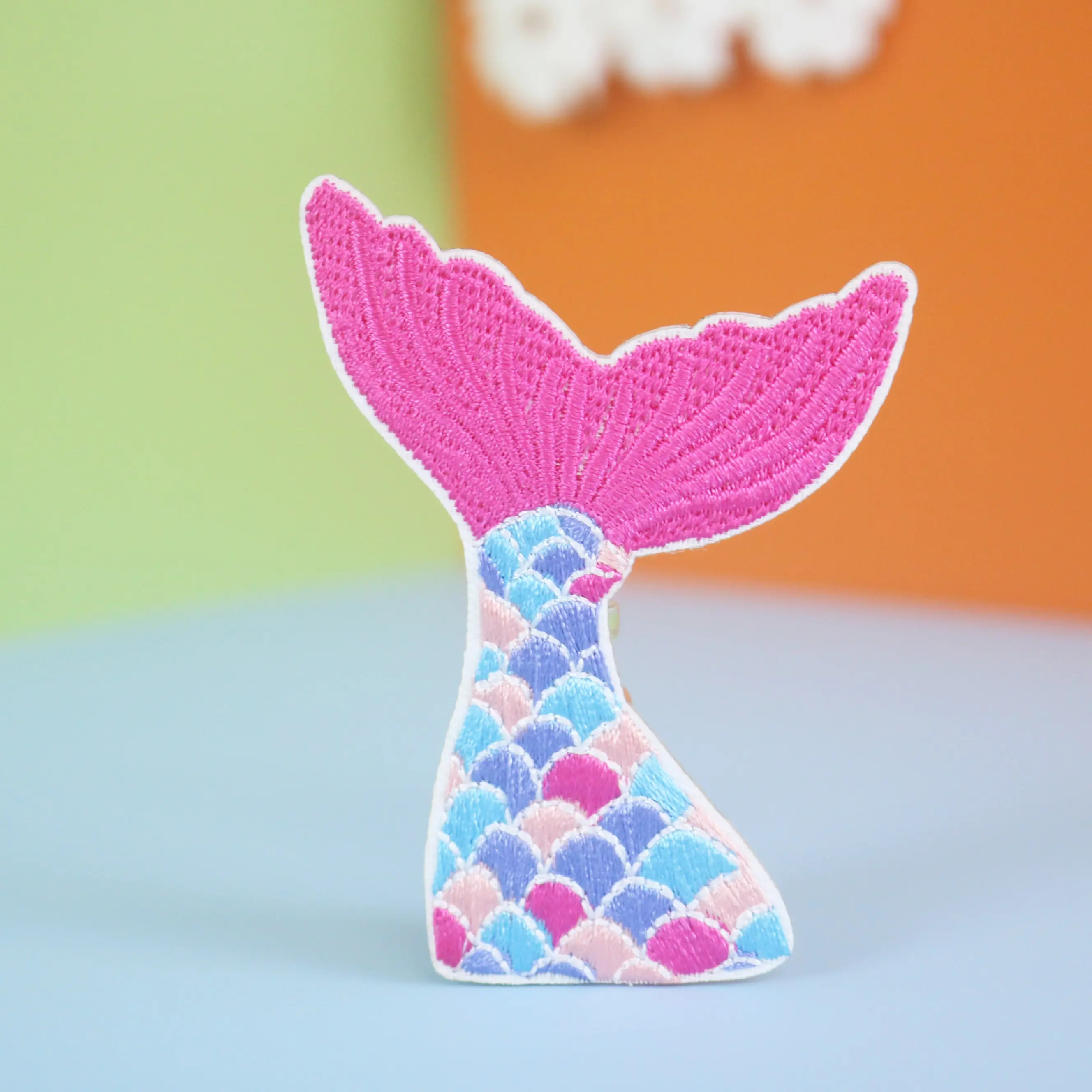 Rainbow Mermaid's Tail Patch, Iron On Embroidered Patch for DIY