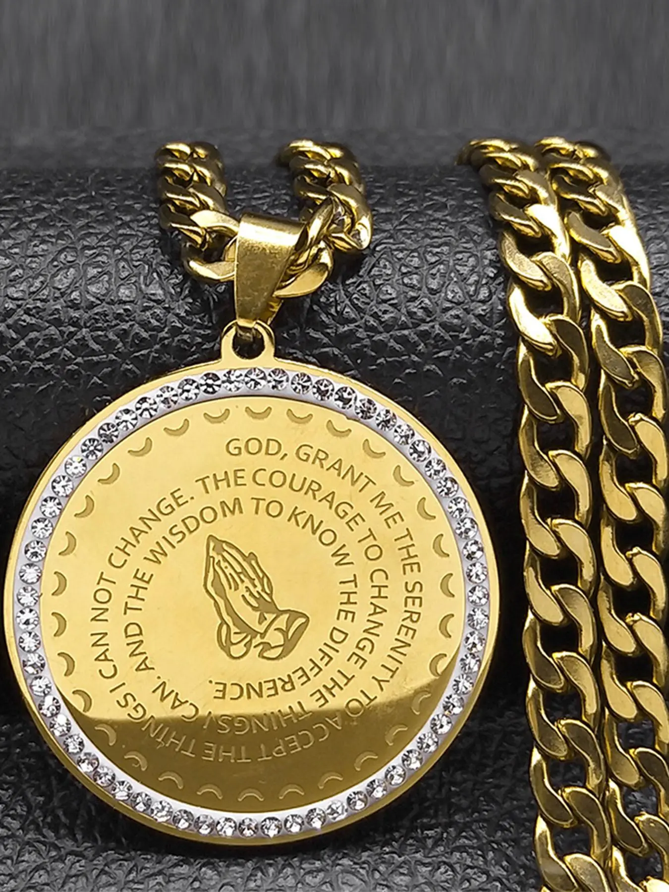 Hip Hop Men's Necklace, Stainless Steel Religious Male Necklaces, Cuban Link Design Chain, Fashion Jewelry Accessories for Men As Gift