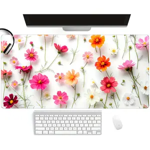 This large mouse pad with a cute floral design is suitable for desks. It features a charming extended gaming surface and seam design, and comes with an anti-slip rubber base. It is ideal for use in schools, offices or homes