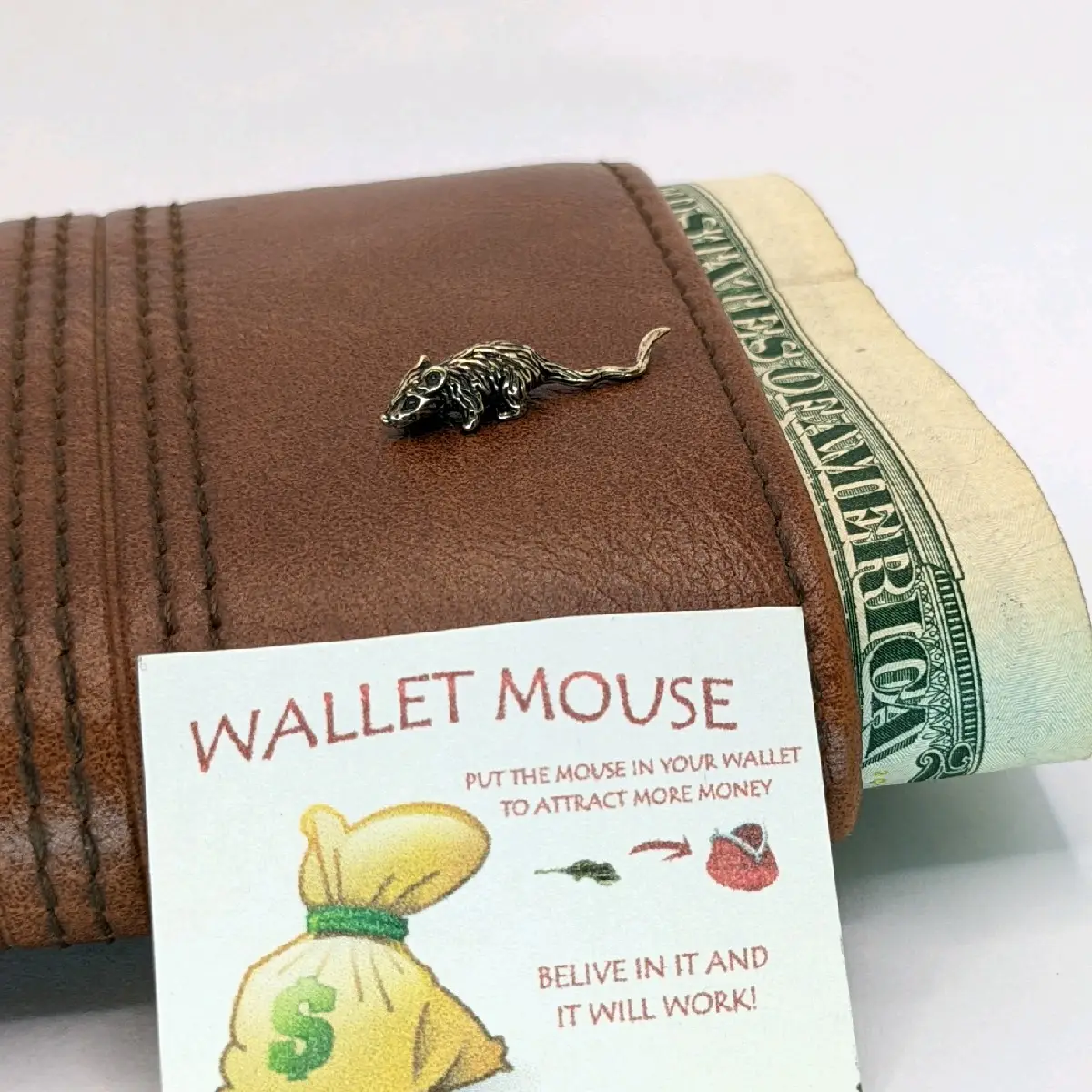 Money Mouse Brass Handmade Souvenir Mascot - 2.5cm Length, 0.5cm Width, 0.5cm Height, Mascot for Money Protection & Success in Career