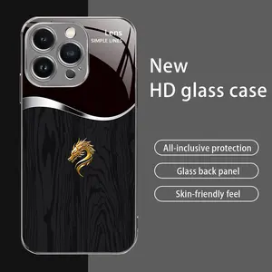 Suitable for [iPhone 14 Pro Max] Personality Simple Split Dragon Pattern Creative Business High-end Anti-fall Advanced Electroplated Glass Mobile Phone Case Affordable Anti-fall Anti-fingerprint-888