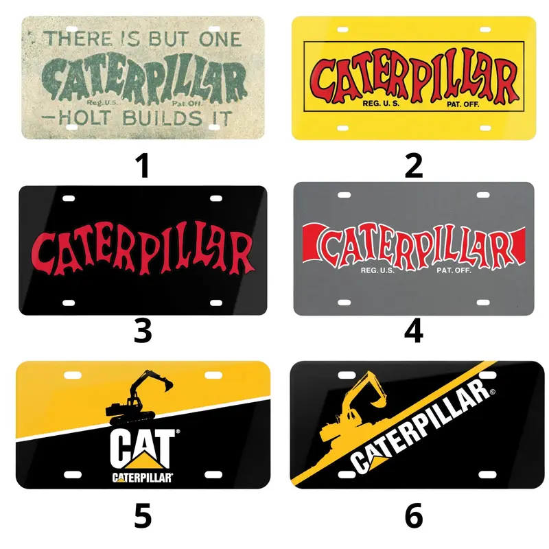 Murdered Out Black Cat Caterpillar Logo License Plate – Front Or Rear Car/Truck Tag