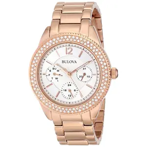 Bulova Swarovski Crystals Rose Gold-Tone Ladies Watch 97N101