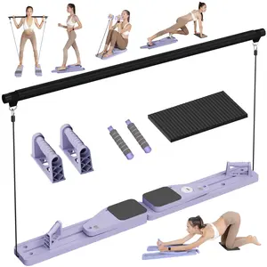 8-in-1 Multi-Functional Home Pilates Reformer Board with Resistance Bands Portable Pilates Machine Full Body Workout for Home Core Strengthener Glute & Leg Toning Dual Use Exercise Equipment Yoga Mat Pilates Equipment