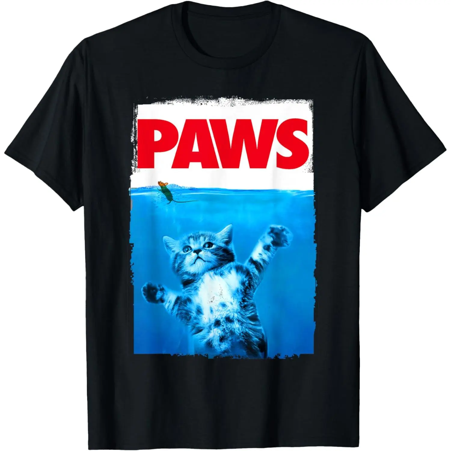 Paws Cat and Mouse Top, Cute Funny Cat Lover Parody T-Shirt short sleeve  vintage logo  casual sportswear  high-quality cotton casual top fishing shirt humorous shirt
