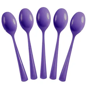 Heavy Duty Purple Plastic Spoons - 7 in. | 50 Count