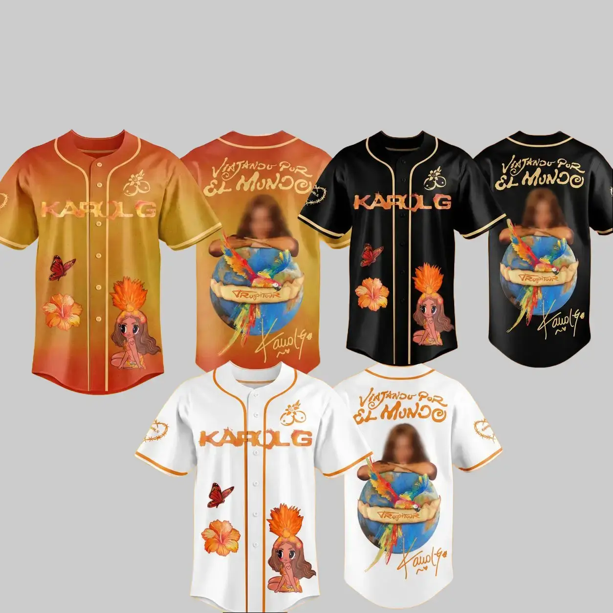Viajando Por El Mundo Baseball Jersey Graphic Shirt Tropitour Oversized Streetwear Hip Hop Concert Outfit Black Unisex Button-Up Retro Tour Style Y2K TikTok Fashion Trend