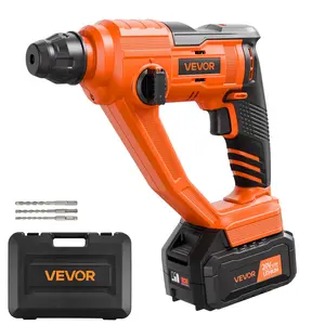 VEVOR 20V Cordless Hammer Drill, Lithium-Ion 0.6 Inch Rotary Hammer Driver, SDS-Plus Electric Lightweight Power Tool Kit with Battery and Charger, 2 Functions, 1000 RPM, 5100 BPM