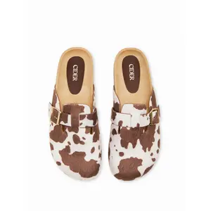 Cider COWHIDE PRINT FAUX SUEDE MULE FLATS