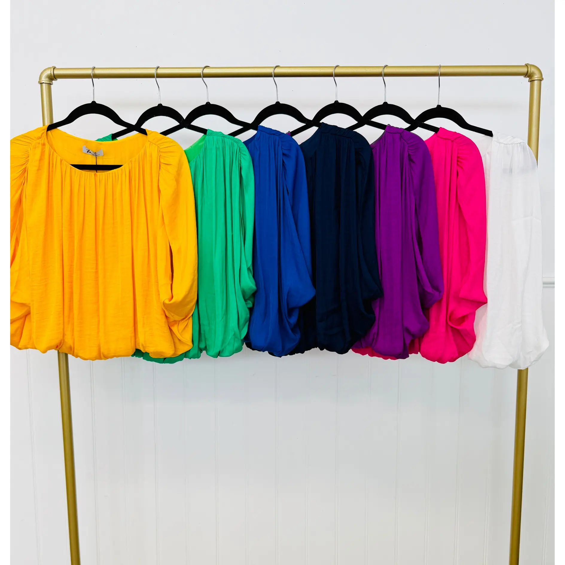 Grecian Drape Bubble Blouse (Reg.) - 7 Colors
