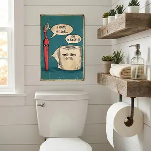 Vintage Decor Toilet Funny Metal Tin Sign, Funny Quotes Vintage Bathroom Decor Wall Art Metal I Hate My Job Oh Please Sign, 8x12 In home  accessories funky  home  decor humor gift