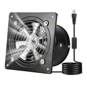 VEVOR 6 Inch Exhaust Fan, 308 CFM High Velocity Wall Mount Vent Fan with On/Off Control, Low Consumption, Portable Ventilation Extractor for Attic,Garage,Basement,Workshop,Kitchen, Chicken Coop,Black